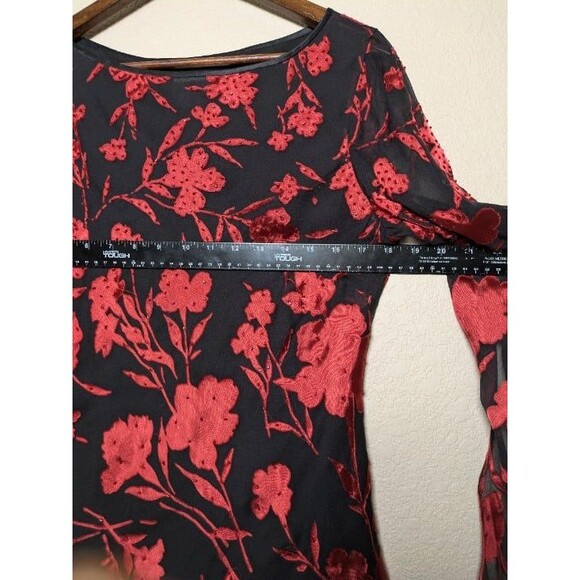 Vintage Red Black Burnout Floral Mesh Top Size Large Whimsigoth Romantic Pappell - Picture 4 of 9